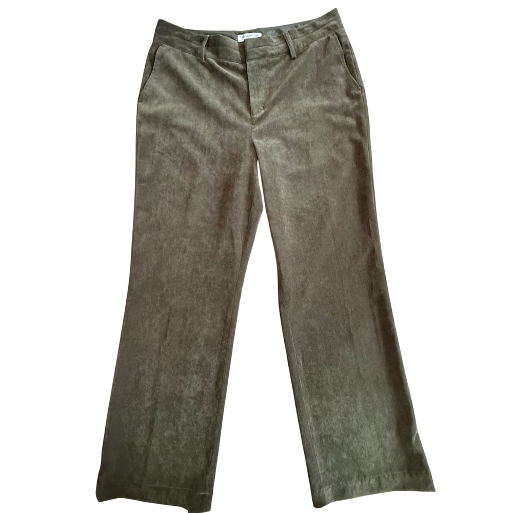 Coldwater Creek Trouser Fit Olive Green Velvety Pants Women Size 14 Straight Leg